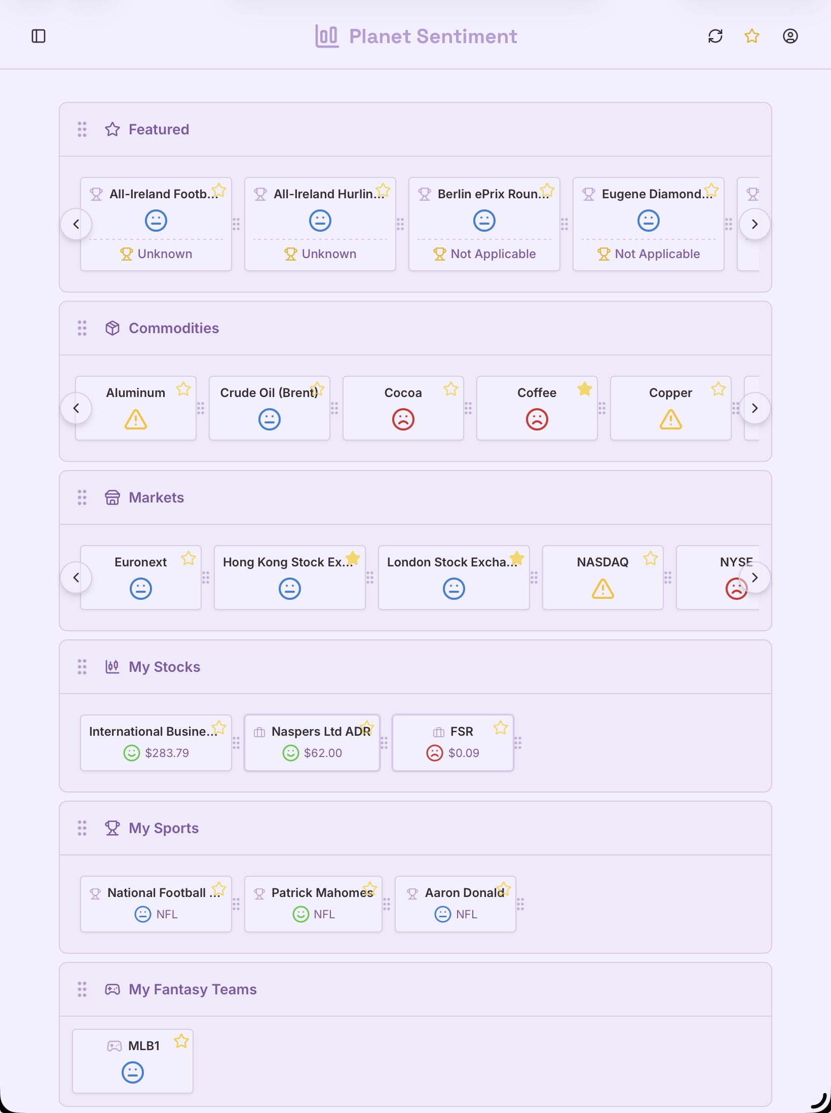 Planet Sentiment Product Screenshot